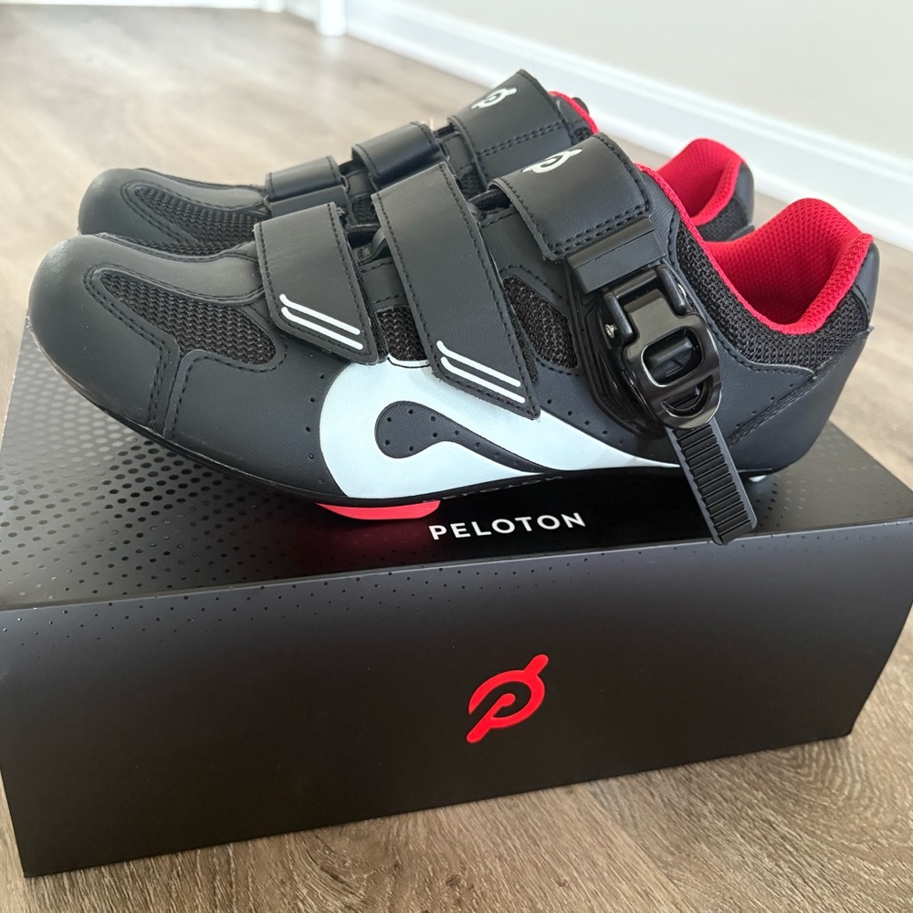 Peloton Black and Red Women's Cycling Shoes